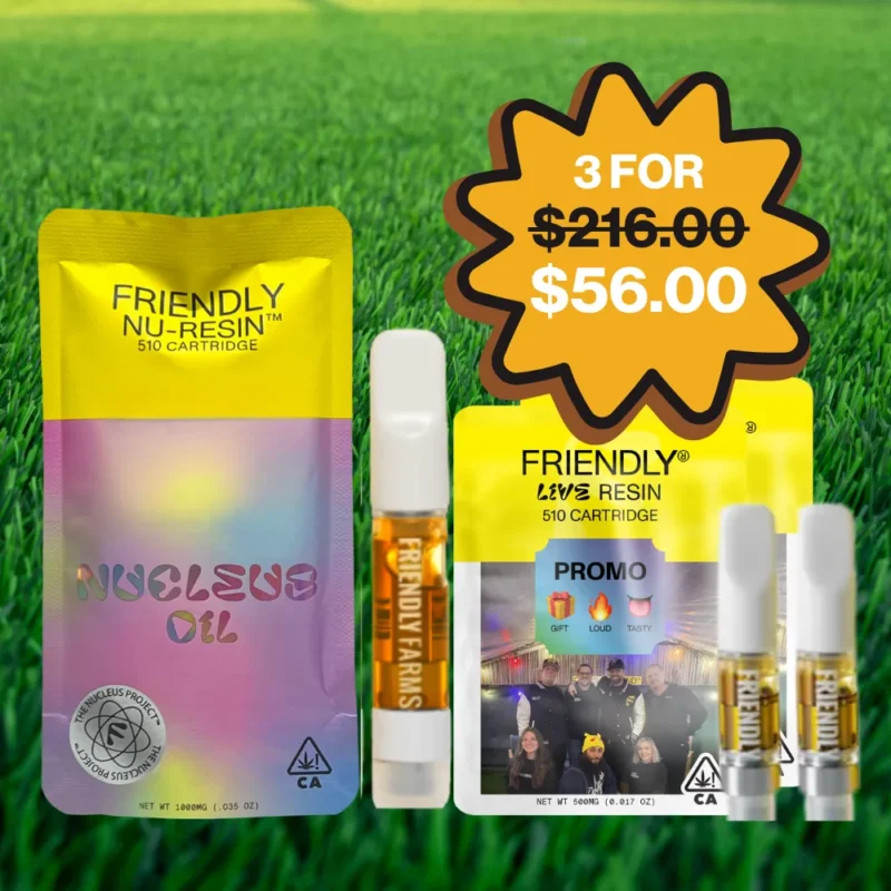 FRIENDLY<br> 1G NUCLEUS + .5G LIVE RESIN<br> CARTRIDGES
